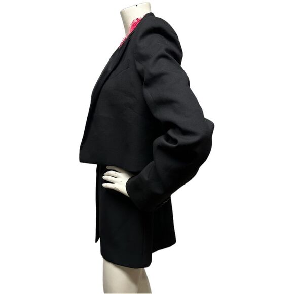 ALEXANDER McQUEEN Trompe L'Oeil Wool Silk Tuxedo Jacket Pink Lace Top S M 6 8 - Picture 11 of 16